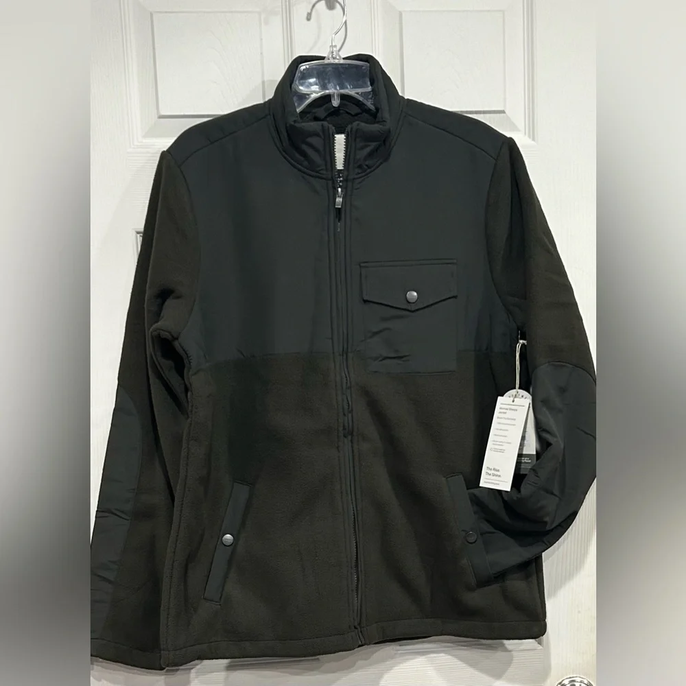 Vuori Men's Medium Morrow Sherpa Jacket Dark Oregano Green NWT Fleece Full Zip